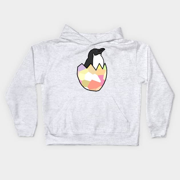 Little Penguin Hatching from Easter Egg Kids Hoodie by ellenhenryart